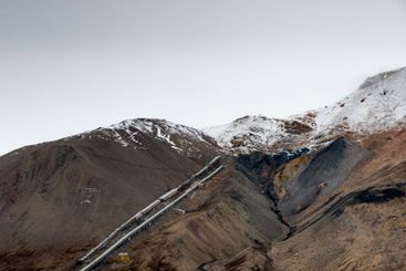 Mine on mountain in Svalbard, Norway