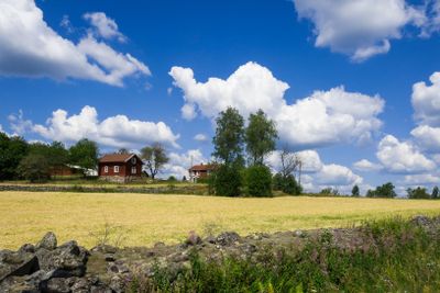 Swedish farm with typical red wooden buildings