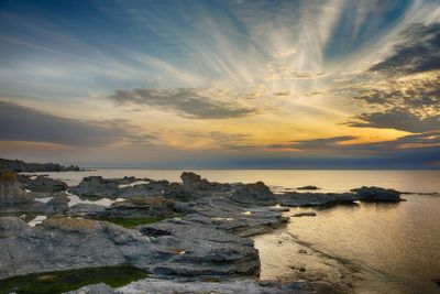 Rocky coast in the evening