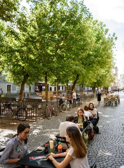 Place des Orphelins restaurant people eating terrace