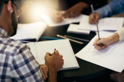 Theres less stress when we work together. a group of...