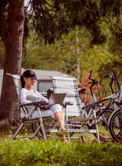 Family vacation travel, holiday trip in motorhome RV