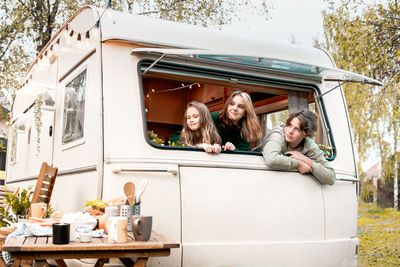 Children,family,brother sister traveling in camper,house...